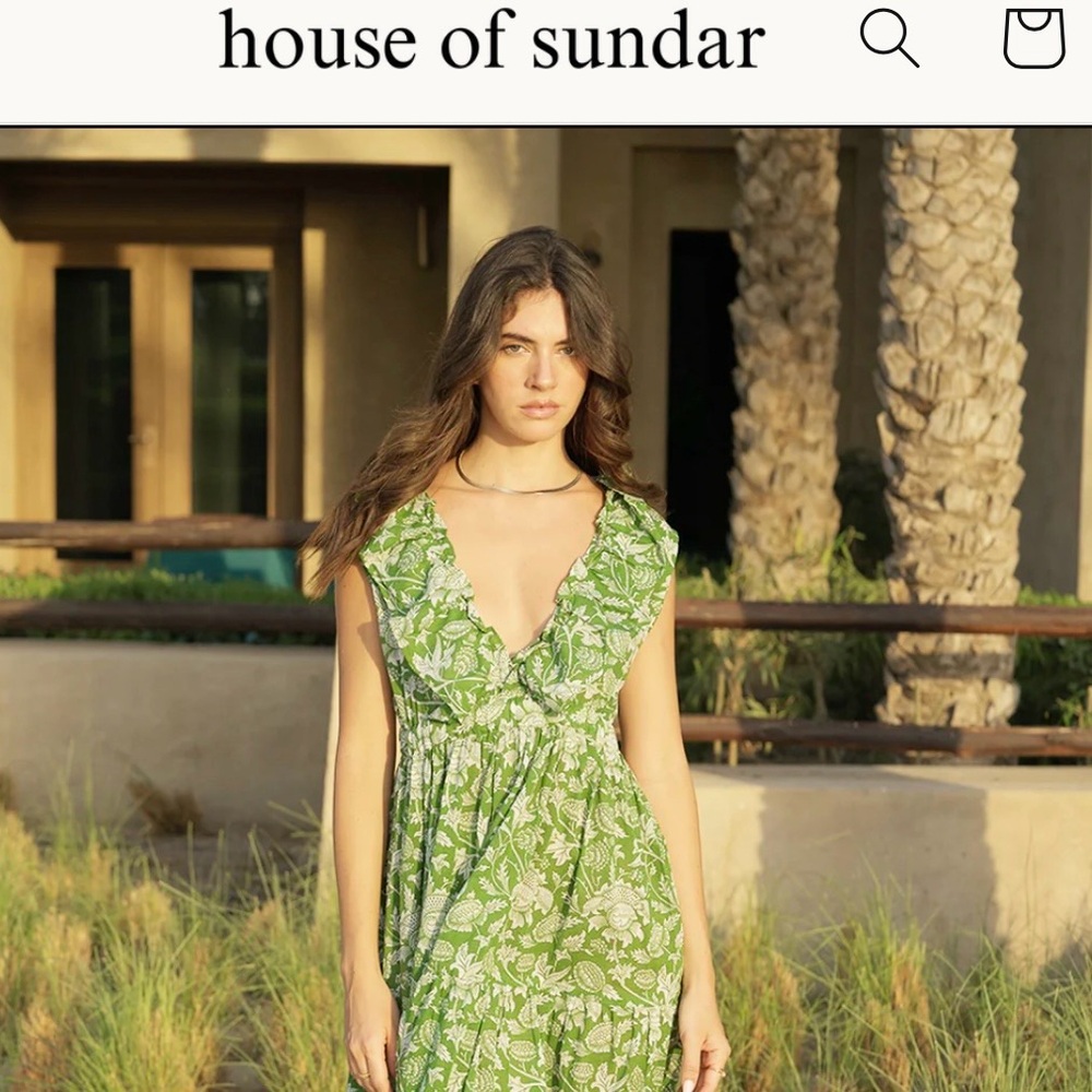 House of Sundar Liana Block Print Dress. Medium.